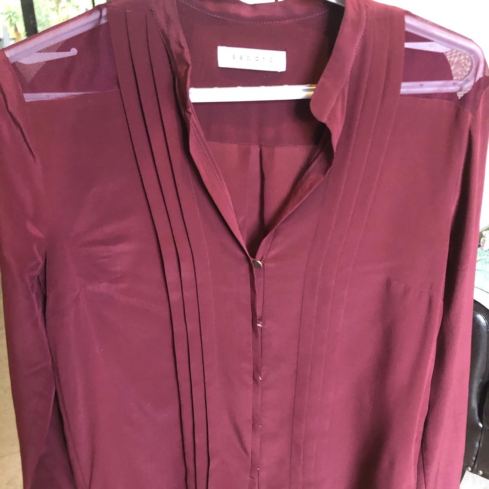 Sandro burgundy blouse